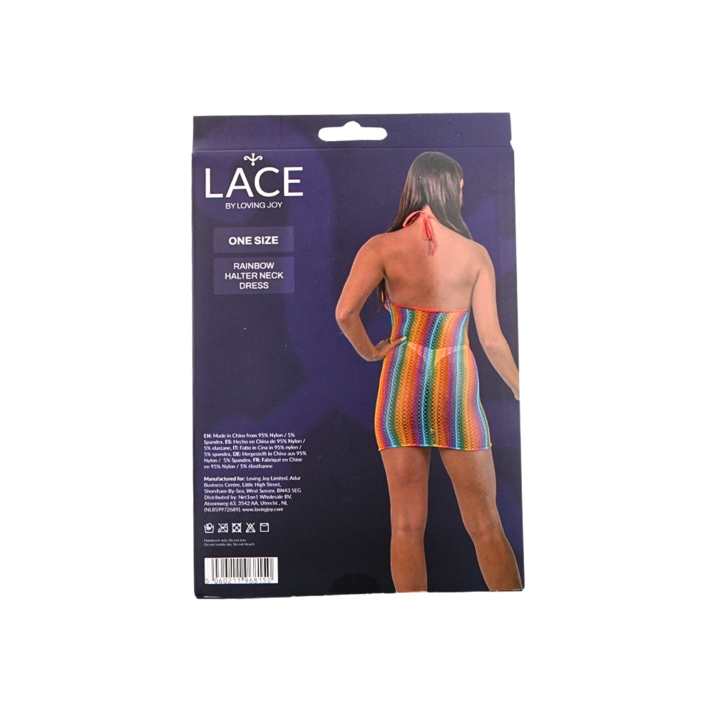 Lace by LJ – Neckholder-Kleid im Regenbogen-Design