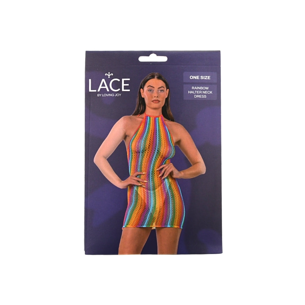 Lace by LJ – Neckholder-Kleid im Regenbogen-Design