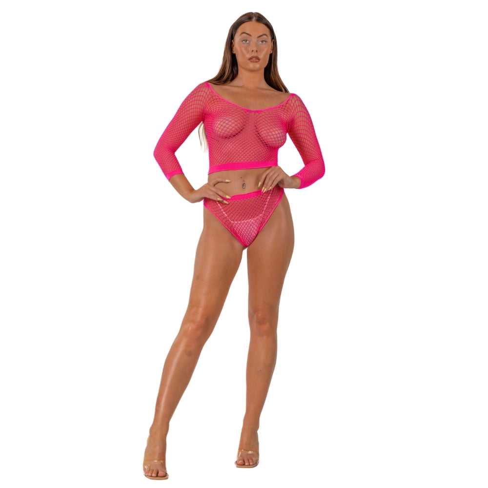 Lace by LJ – Crop-Top und Unterteil aus grobem Netz