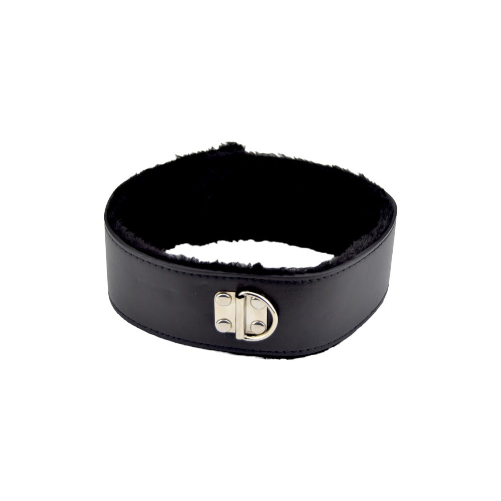 Bound to Please – Plüschhalsband mit Leine, schwarz