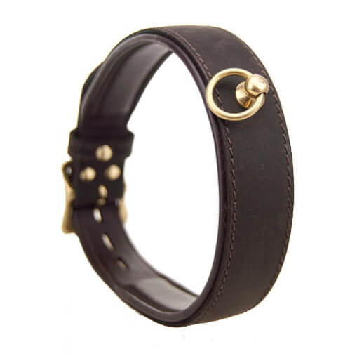 BOUND – Eng anliegendes Nubukleder-Halsband mit O-Ring