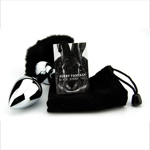 Furry Fantasy Analplug mit schwarzem Hasenschwanz