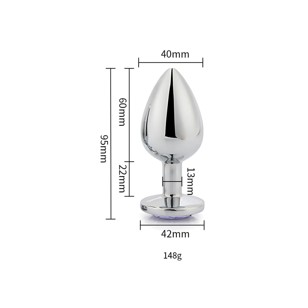 Toosh – Silberfarbener Metall-Analplug mit klarem Stein, groß