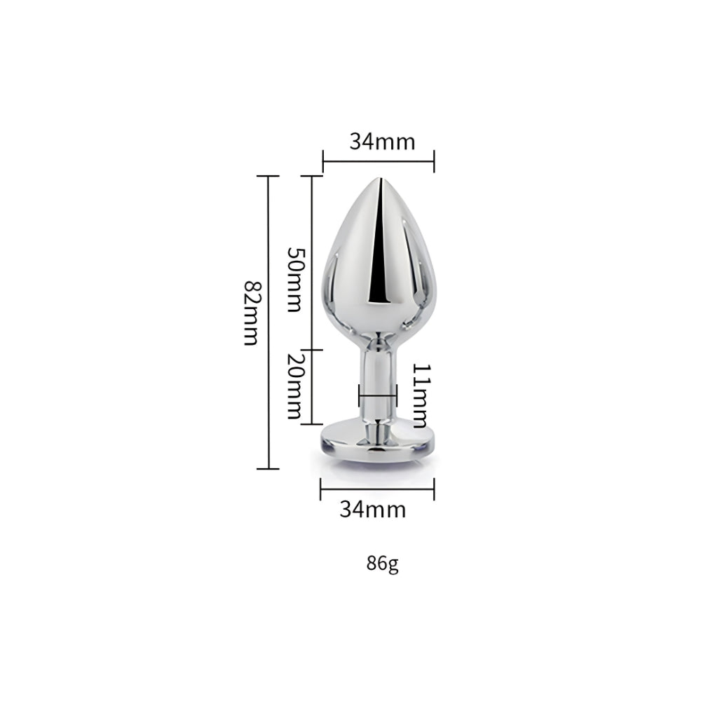Toosh – Silberfarbener Metall-Analplug mit klarem Stein, mittelgroß