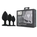 Toosh Silikon-Analplug, schwarz, 3er-Set mit klaren Steinen